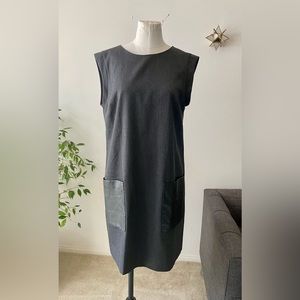 J.Crew sleeveless dress. Faux leather pockets. Dark grey size 8